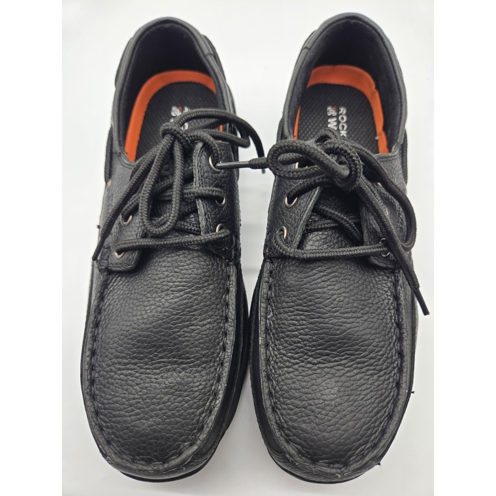 Rockport Works RK6738 Mens 8W Steel Toe Safety Work Boat Shoes Black Leather XCS